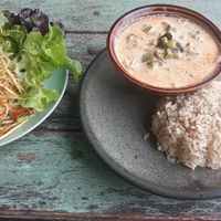 Mango salad & Panang curry at Imm Aim Vegetarian and Bike Cafe in Chiang Mai