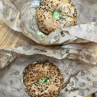 vegan stack on everything bagel, 10/10  at Bagel Factory in Manchester