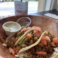 Spicy chicken tacos -spice level was zesty but not too spicy.  at Blondies Vegan Proteins + Cafe Hawaii in Honolulu