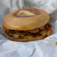 Breakfast sando with smoked chedar chëëse at Blondies Vegan Proteins + Cafe Hawaii in Honolulu