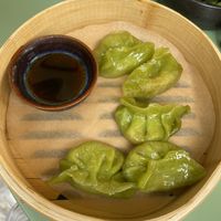 Steamed spinach gyoza   at byvu in Munich