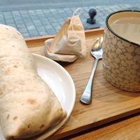 Wrap with nut-based rillette and veggies, plus green tea at Chez Albert in La Rochelle