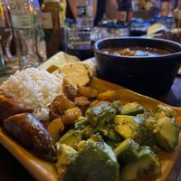 Vegan Chorizo, avocado salad, beans and plantain.   at Andrés Carne de Res in Cundinamarca