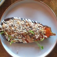 Harissa aubergine - 7/10 - granola bitd with the savoury aubergine was fun and I enjoyed it at Kona in Falmouth