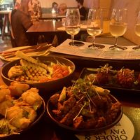Whipped feta. Tempura artichokes. Cheese cauliflower croquettes. Chorizo. Alll vegan restaurant  at Otto Champagneria & Beer Hall in Wellington