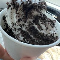 Almond milk Soft serve with crushed Oreo cookies   at Supreme Salads in Stony Brook