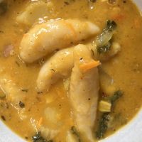 Veggie Dumpling Soup  at Janelle's Vegan Kitchen in Amherst