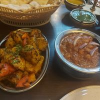 Cumin potatoes and chana masala at Rajdarbar Indian Restaurant in Chiang Mai