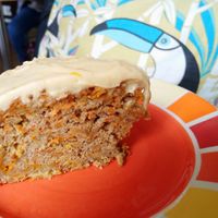 Vegan carrot cake at Toucan Cafe in Minehead