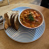 Chunky vegetable soup with GF bread 🧡  at Toucan Cafe in Minehead