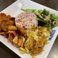 Rice with 3 options, 40 baht  at BKK - Veg Stall Food Court - T21 in Bangkok