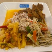 3 items with rice - 40 baht   at BKK - Veg Stall Food Court - T21 in Bangkok