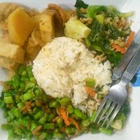 Rice and 3 dishes at BKK - Veg Stall Food Court - T21 in Bangkok