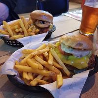 Chckn fillet burger and the ultimate burger. Very filling! at Hank's Dirty Norwich in Norwich