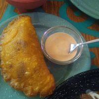 Empanada filled with mince and cactus at Alebrijes in Wiesbaden