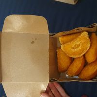 Mini empanadas (delicious) at Cero Pollito - Javeriana in Bogota