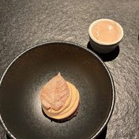 Chestnut icecream, shiitake leaf   at Oukan Dining in Berlin