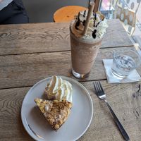 Frapino Chocolate and blueberry cake with vegan whip. at Espresso House - Frederiksborggade in Copenhagen