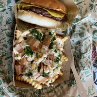 Burger and loaded animal friendly fries   at Bastard Burgers in Helsinki