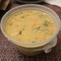 Lentil soup with overpowering garlic taste at Mount Everest Restaurant in Nottingham