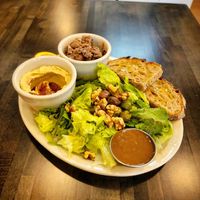 Vegan Salad with Mushroom Tapenade and House-Made Hummus at Amanita in Lancaster