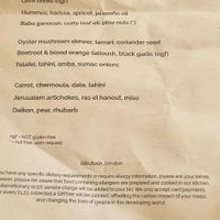 Menu as at October 2025 at Bubala - Soho in London