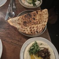 Baba ganoush, flatbread, hummus    at Bubala - Soho in London