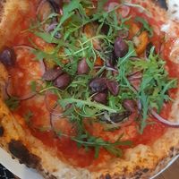 Looks like there wasn't any cheese but there is! Sooo good! at Pizzeria La Gaby in Buxton