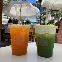 Hawai’i Sunset (orange)+ Oahu Dream (green)  at ALOH Health Bar & Cafe in Honolulu