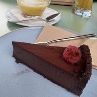 Cocolate cake and golden (oat) Milk   at Grajski Vrt in Tolmin