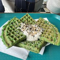 Pandan waffle   at Grandmama's Waffles - Clinton St in Toronto