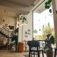 Inside the cafe  at Nick's Coffee Bike in Larnaca