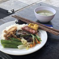 Rice and vegetables   at Hoang Yen Com Chay in Phu Quoc