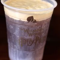 Vegan Butterbeer with vegan foam   at Universal Studios - Leaky Cauldron in Orlando