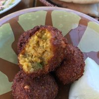 The fluffy inside of the falafel at Abu Ashraf Restaurant in Nazareth