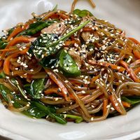 Sweet potato glass noodles with tofu, carrots, spinach, sesame  at The Klub Kitchen in Berlin