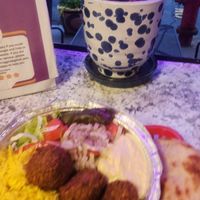 Falafel over rice platter at Alaturco Gyro in Ballston Spa