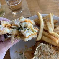 Vegan buffalo tofu sandwich  at Ash & Elm Cider Co in Indianapolis