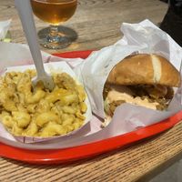 Vegan Mac n Cheese and Chicken sandwich   at Vegan Soul in Boise