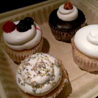 Raspberry, vanilla, lemon, and almond joy cupcakes at Green Bliss - the Cafe in Fullerton