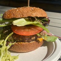 Vegan burger with cole slaw at Green Bliss - the Cafe in Fullerton