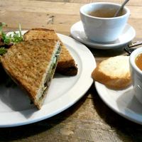 Avo campania with affogato and tomato basil soup  at Green Bliss - the Cafe in Fullerton