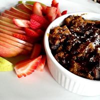 Pumpkin bread pudding and fresh fruit at Green Bliss - the Cafe in Fullerton