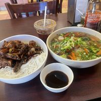 Vegan Spicy Vermicelli Noodle with Vegan Pho!  at Mr Pho in Merced
