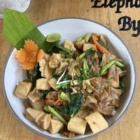 Fried noodles with tofu  at Elephant Cafe' by Tan in Phuket