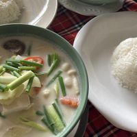 Coconut soup and green curry!  at First Restaurant  in Krabi