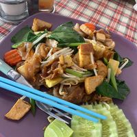 Fried noodles with tofu  at First Restaurant  in Krabi