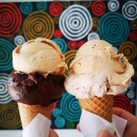 Salted Caramel with Swiss Choc Mousse & Salted Caramel with Peanut Butter Choc Chip at Gelato Bar in Cottesloe