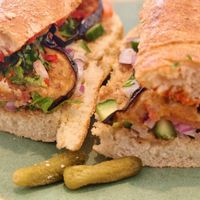 Iraqi Sandwich, vegan (egg removed; specify) at bleue! in Tunis