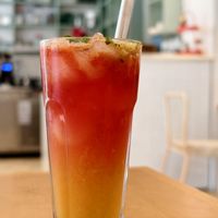 Pink mocktail at bleue! in Tunis